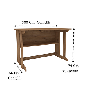 Optiwork Raflı Geniş Çalışma Masası 100x56 Cm Atlantik Çam