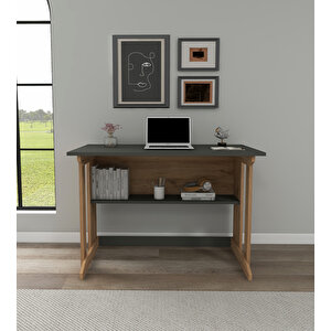 Optiwork Raflı Geniş Çalışma Masası 100x56 Cm Antrasit - Çam Atlantik Çam Antrasit