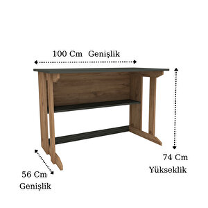 Optiwork Raflı Geniş Çalışma Masası 100x56 Cm Antrasit - Çam