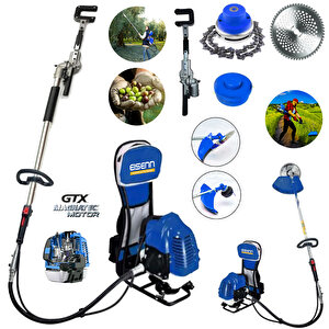 Gtx Wella Benzinli Motorlu 20 HPX Ot Çim Çalı Çayır Biçme Makinası Sırt Tipi Tırpan + Hasat Toplama Aparatı Hediyeli