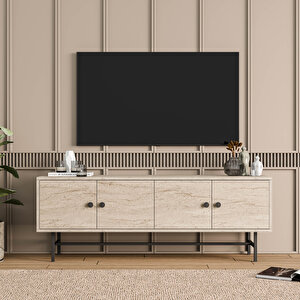 4040 Diamond Metal Ayakli Tv Üni̇tesi̇ 150 Cm Traverten