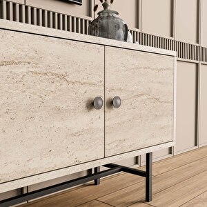 4040 Diamond Metal Ayakli Tv Üni̇tesi̇ 150 Cm Traverten