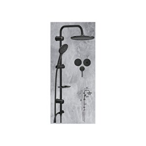 Deluxe Jet Black Rain Duş Seti