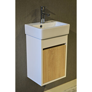 Banyo Tuvalet Mini Lavabo 26cmx36cm %100mdf Banyo Dolabı Lefkas Meşe