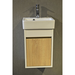 Banyo Tuvalet Mini Lavabo 26cmx36cm %100mdf Banyo Dolabı Lefkas Meşe