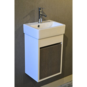 Banyo Tuvalet Mini Lavabo 26cmx36cm %100mdf Banyo Dolabı Antrasit Meşe