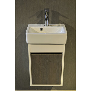 Banyo Tuvalet Mini Lavabo 26cmx36cm %100mdf Banyo Dolabı Antrasit Meşe