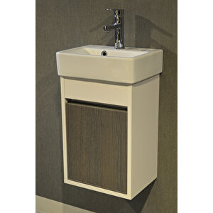 Banyo Tuvalet Mini Lavabo 26cmx36cm %100mdf Banyo Dolabı Antrasit Meşe
