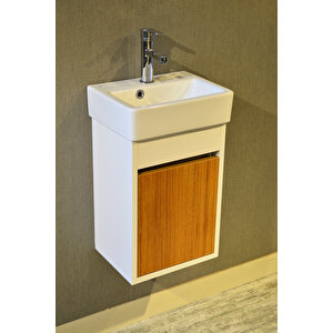 Banyo Tuvalet Mini Lavabo 26cmx36cm %100mdf Banyo Dolabı Teak