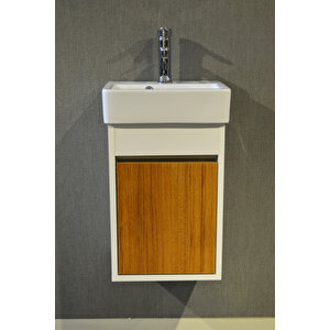 Banyo Tuvalet Mini Lavabo 26cmx36cm %100mdf Banyo Dolabı Teak