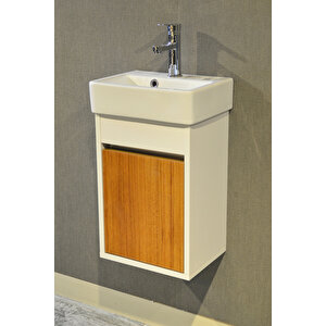 Banyo Tuvalet Mini Lavabo 26cmx36cm %100mdf Banyo Dolabı Teak