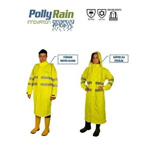 Polly Rain Pu Polyester Alt Üst Takım Reflektörlü Pardesü Yağmurluk M