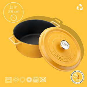 Lava Döküm Yuvarlak Tencere Döküm Demir Yekpare Kulplu Spring Serisi Çap(ø)28cm.
