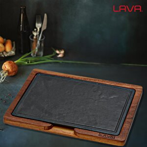 Lava Döküm Ahşap Ve Döküm Demir Hot Plate Servis Tahtası. Ölçü 20x30cm.