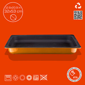 Döküm Dikdörtgen 1/1 Gastronomi Küvet Ölçü 32x53cm. Turuncu