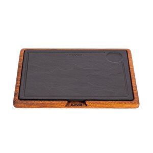 Lava Döküm Ahşap Ve Döküm Demir Hot Plate Servis Tahtası. Ölçü 25x25cm.