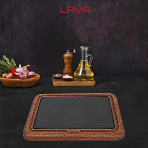 Lava Döküm Iroko Ağacı Dikdörtgen Servis Ahşabı Ve Döküm Demir Plaka. Ölçü 20x30cm.