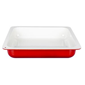 Döküm Dikdörtgen 2/3 Gastronomi Küvet Ölçü 35x32cm. Kırmızı