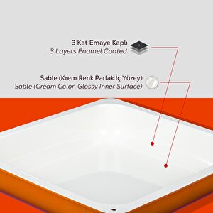 Lava Döküm Dikdörtgen 2/3 Gastronomi Küvet Ölçü 35x32cm.