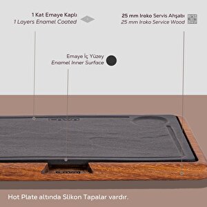Döküm Ahşap Ve Döküm Demir Hot Plate Servis Tahtası. Ölçü 24x33cm.