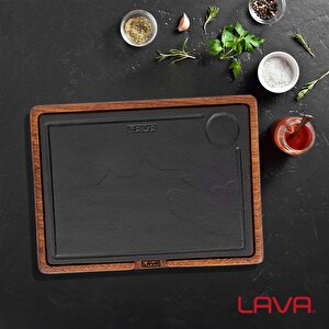 Lava Döküm Ahşap Ve Döküm Demir Hot Plate Servis Tahtası. Ölçü 24x33cm.