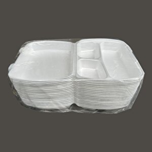 Dağyüce 23/a Tek Kullanımlık Köpük 3 Bölmeli Kapaklı Kase Kutu - 20x24 Cm. - 20 Adetlik 5 Paket