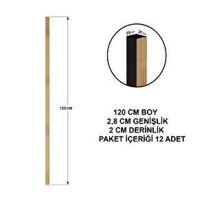 Kendinden Yapışkanlı  120cm 12 Adet Ahşap Çıta Savana Meşe