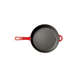 Kapaklı Döküm Tava 28cm Kırmızı
