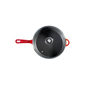 Sürel Kapaklı Döküm Tava 28cm Kırmızı