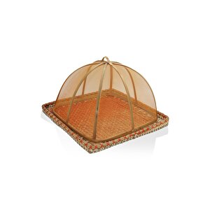 Transparan Bambu Hasır Tepsi 38x38x24 Cm