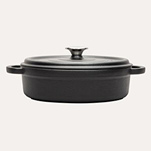 24cm Sığ Döküm Tencere Siyah