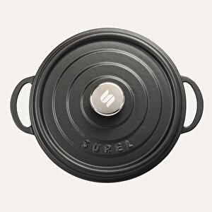 24cm Sığ Döküm Tencere Siyah