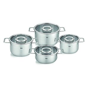 Pure Collection 8 Parça Çelik Tencere Seti Cam Kapak
