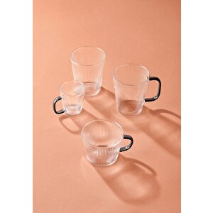 The Mia Striped Borosilikat Cam Kahve Kupası 310 Ml