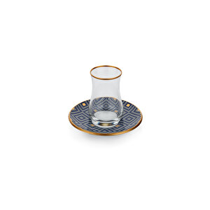 Mozaik 6 Lı Cam Çay Seti 12 Parça-lacivert