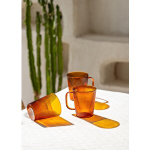 Striped Borosilikat Cam Kupa Amber 400 Ml