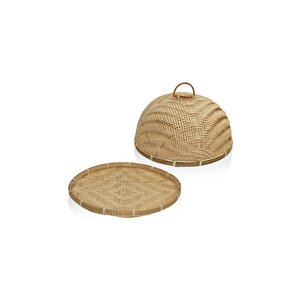Bambu Yuvarlak Tepsi 32x32x20 Cm