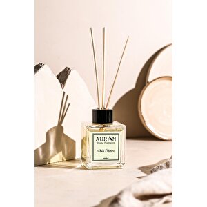 White Flowers - Beyaz Çiçekler Kare Bambu Çubuklu Oda Kokusu 100ml