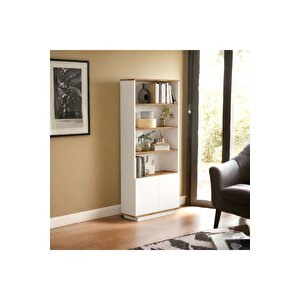 Delphin Kitaplık Raf 2 Kapaklı Raflı 168cm Çam-beyaz Dlp16-aw