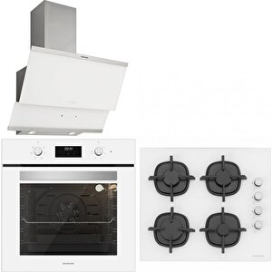 Bo6502w02 - Cs5343w01 - 3420 Classy 60 Beyaz Cam Ankastre Set