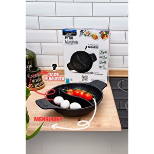 Thermoad Multipan | Güveç Sahan | Kendinden Bölmeli | Pyro Serisi | 22 Cm | Siyah