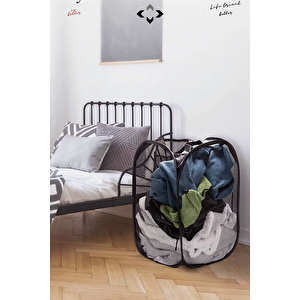1 PCS 36 LT SİYAH Katlanabilir Çamaşır Sepeti Hurç Oyuncak Toplama Kutusu ÇokAmaçlı Katlanabilir File Çamaşırlık
