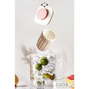 850 Ml  Cam Demlik Çok Amaçlı Sıcak Soğuk Dayanıklı Demlik Bardak Beyaz