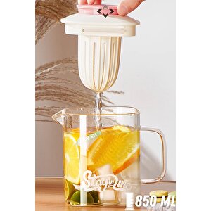 850 Ml  Cam Demlik Çok Amaçlı Sıcak Soğuk Dayanıklı Demlik Bardak Beyaz