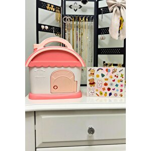 Pembe Dekoratif Ev Desenli Kumbara Sticker Seti ! Biblo Kumbara Dekoratif Ev Kumbara Birikim