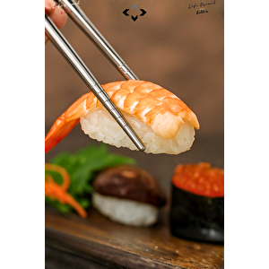 5 Çift Paslanmaz Çelik Yemek Çubuğu Seti – Kaymaz Uçlu, Dayanıklı Chopstick Metal Çubuk Çin Çubuğu