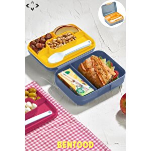 Bentood Gri &mavi 2 Katlı 5 Bölmeli Kilitli Kapaklı Çok Amaçlı Beslenme Çantası Yemek Saklama Kabı