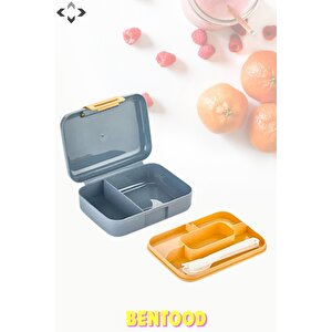 Bentood Gri &mavi 2 Katlı 5 Bölmeli Kilitli Kapaklı Çok Amaçlı Beslenme Çantası Yemek Saklama Kabı