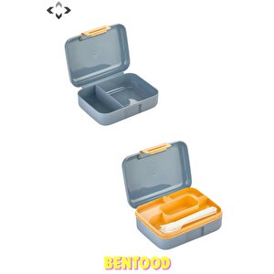 Bentood Gri &mavi 2 Katlı 5 Bölmeli Kilitli Kapaklı Çok Amaçlı Beslenme Çantası Yemek Saklama Kabı