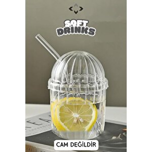 Soft Drink 3'lü Kristal Mika İçecek Seti 1 Adet Süt Kutusu 2 Adet Smoothie Bardak Cam Değildir